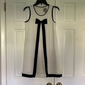 CECE Bow Detail Mini Dress in Black & White